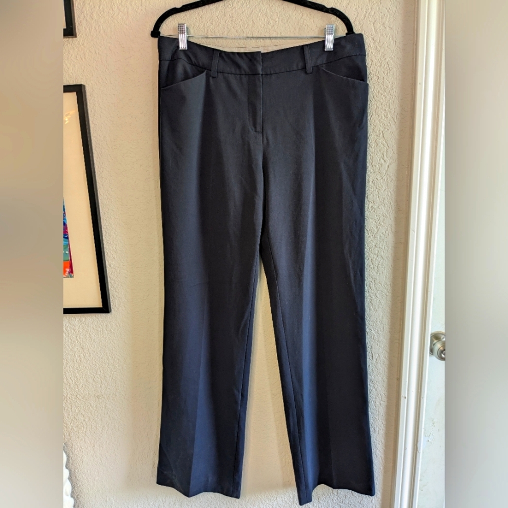 Barneys New York Black Straight Leg Trousers Front Pockets and Zip Size 12 Dress